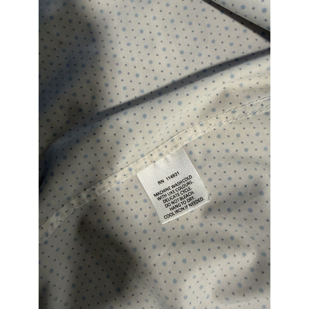 Men's CON.STRUCT Slim Fit 4-Way Stretch Shirt XL White Blue Polka Dot Button Up - Picture 6 of 8